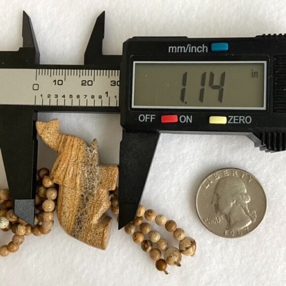 Beaded Long Hand Knotted Landscape Jasper Elephant Tassel Necklace 33" Infinity - Picture 14 of 16